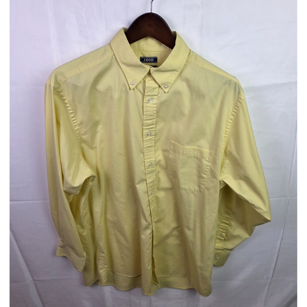IZOD Oxford Men's Size 16-16.1/2 - 32/33 Large Yellow Long Sleeve Shirt